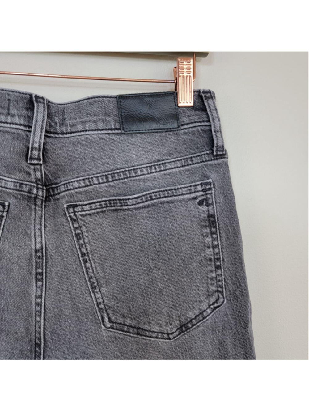Madewell 27 Perfect Vintage Jeans Knee Rip High Rise Raw Hem Cosner Black Gray - Picture 8 of 12